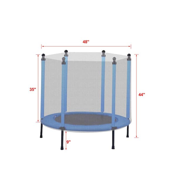 Kahomvis 48 Outdoor Kids Mini Trampoline for Toddlers with and Enclosure in Blue - The Home Depot