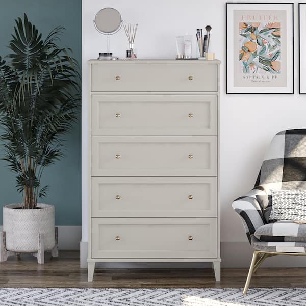 Ameriwood Home Monticello Tall 5-Drawer Dresser, Taupe