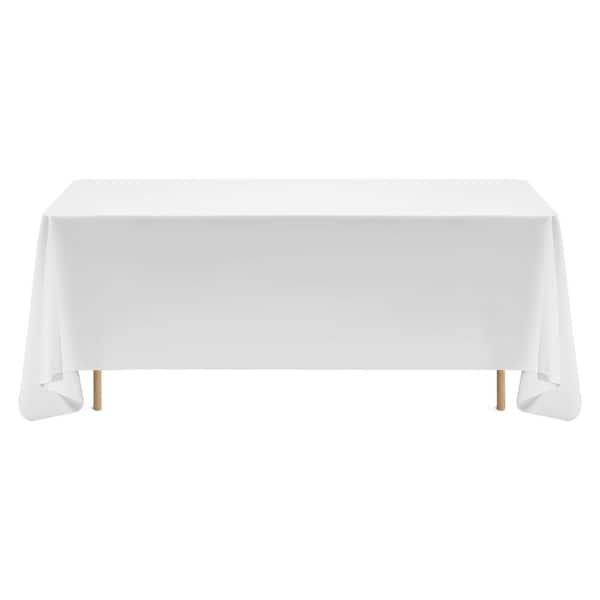 Rectangle Tablecloth 10 Pack 70 x 120 in. Polyester Table Covers, Wrinkle Resistant, Washable, White, for Events