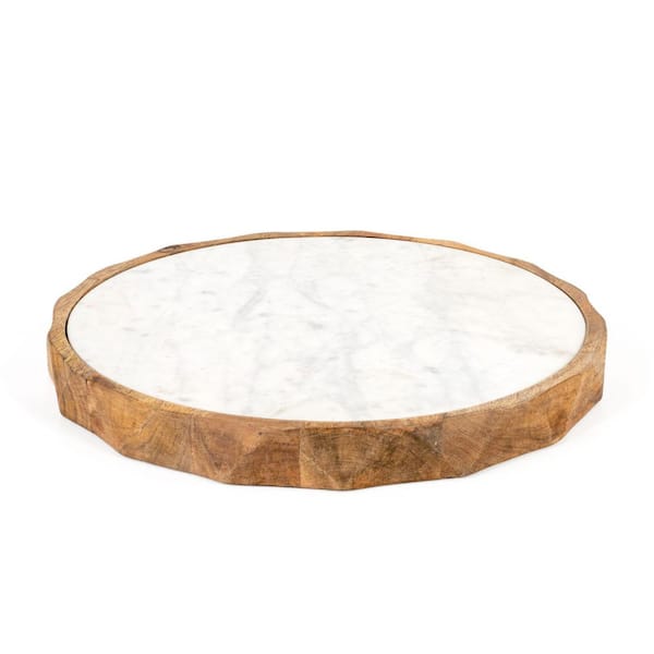 Multi-Colored Round Marble 15 in. Tray