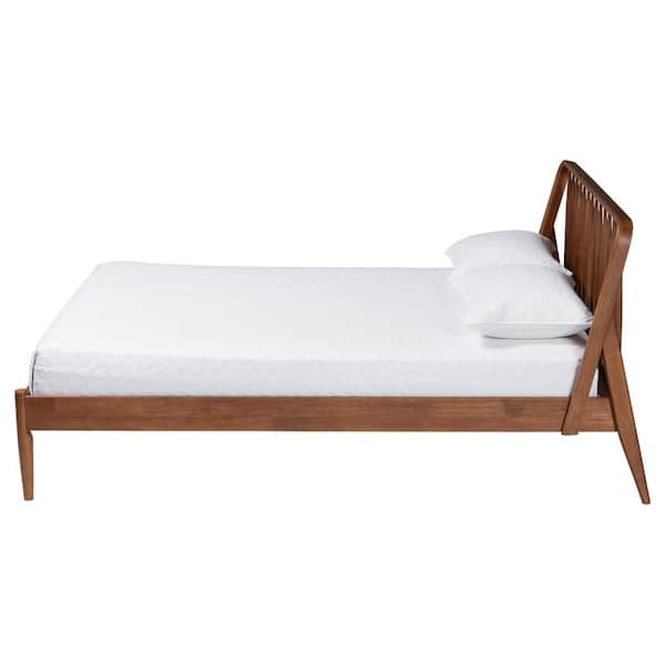Maeron Walnut Brown Wood Frame Queen Platform Bed