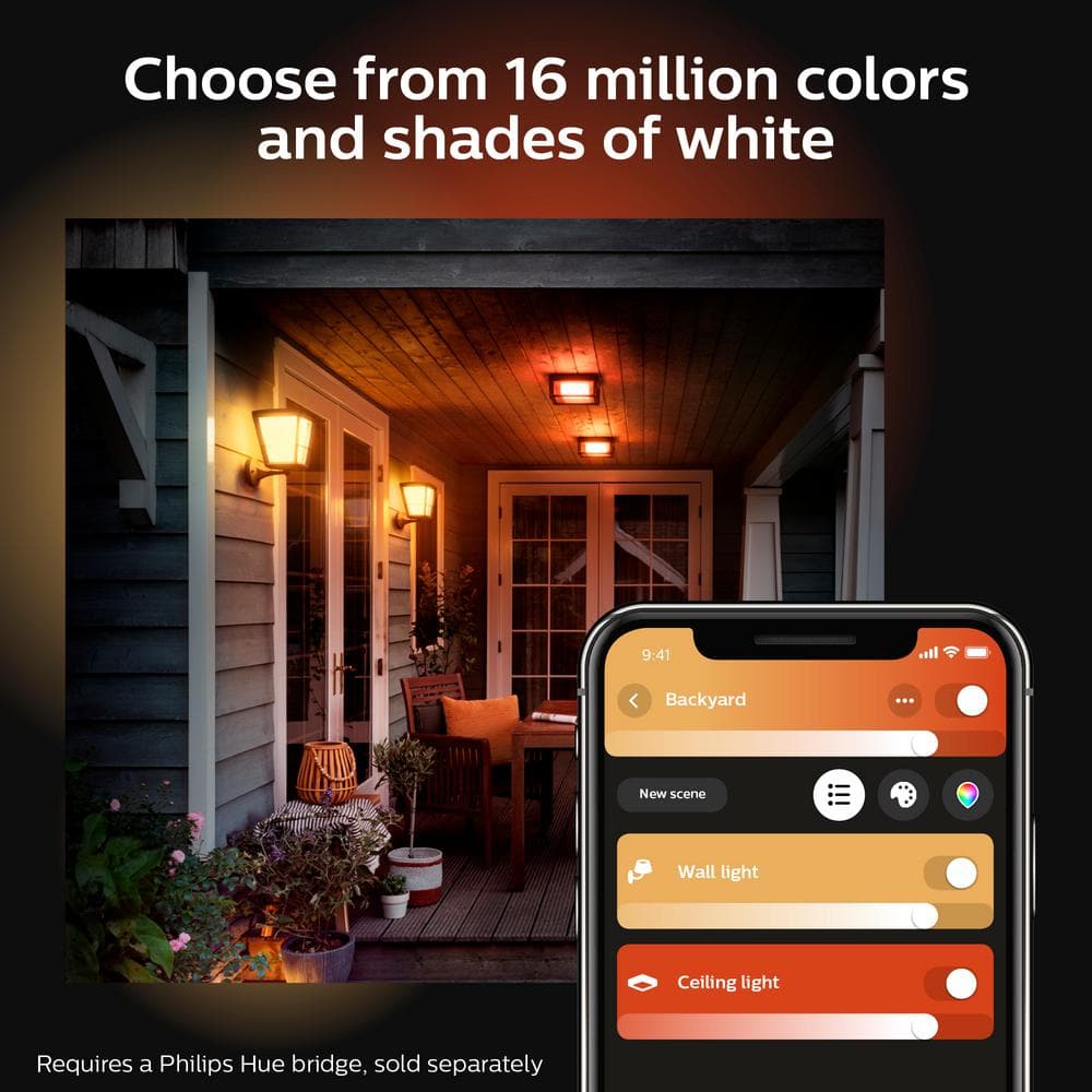 Black Metal and Glass Outdoor Smart Wall Lantern with LED