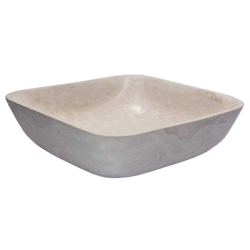 Creamy White Marble Square Bathroom Vessel Sink