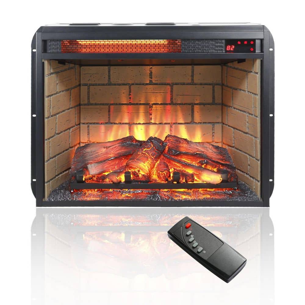 23 in. W x 18.1 in. H 400 sq. ft. Electric Fireplace Insert, Infrared Quartz Heater, Woodlog Version, with Brick price history on PriceWatchPro