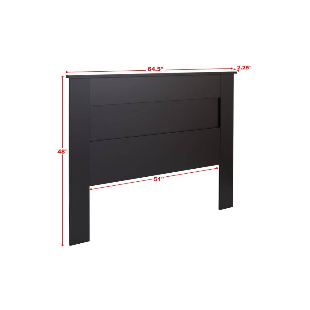 Black Wooden Queen Flat Panel Headboard