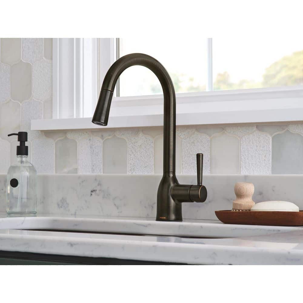 Bronze Transitional Kitchen Faucet with Pull-Out Spray