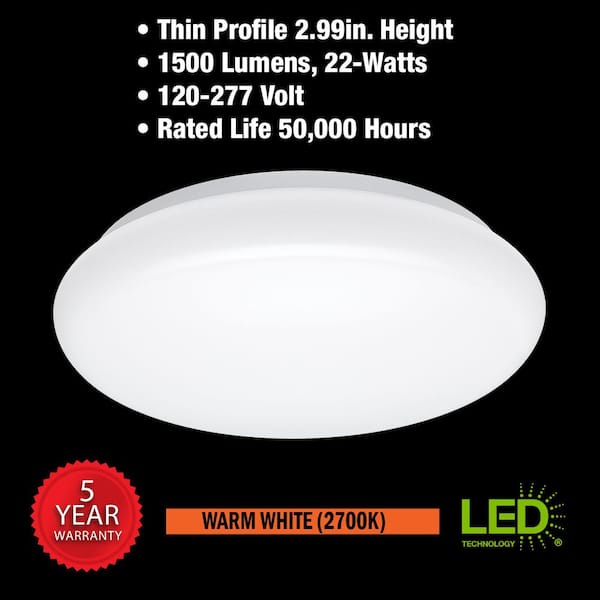 16 in. Round LED Flush Mount Ceiling Light Closet Bathroom Lighting Hallway 120-277 Volt 2700K Warm White (4-Pack)