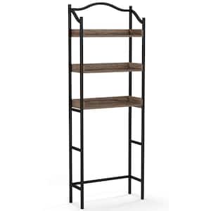 24 in. W x 66 in. H x 9 in. D Black Over The Toilet Storage Bathroom Spacesaver Shelf with With Towel Rack