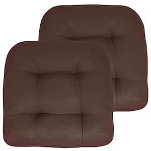 19 in. x 19 in. x 5 in. Solid Tufted Indoor/Outdoor Chair Cushion U-Shaped in Chocolate (2-Pack)