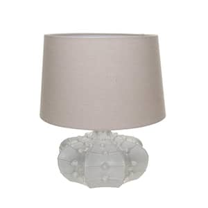 18.5 in. White Hobnail Fluted Table Lamp with Linen Shade