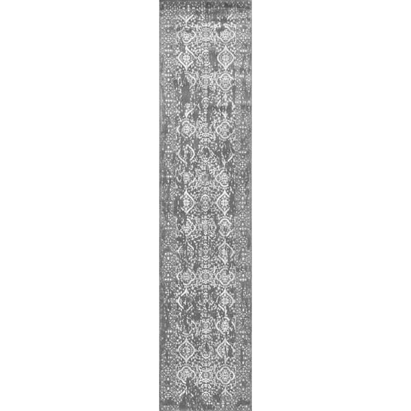 nuLOOM Odell Distressed Persian Silver 3 ft. x 10 ft. Runner Rug