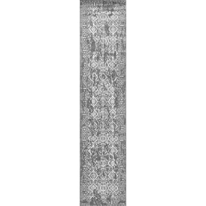 Odell Distressed Persian Silver 3 ft. x 14 ft. Runner Rug