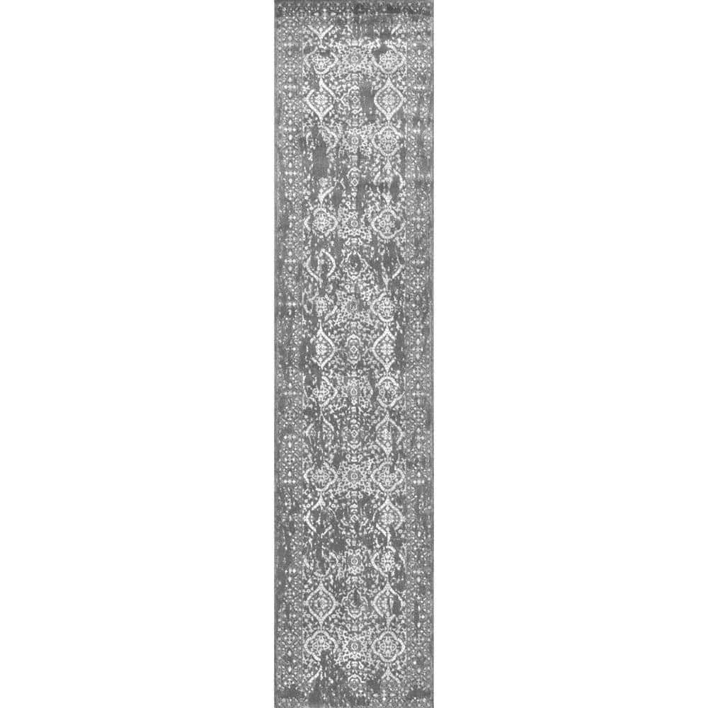 nuLOOM Odell Distressed Persian Silver 3 ft. x 6 ft. Runner Rug RZBD21C ...