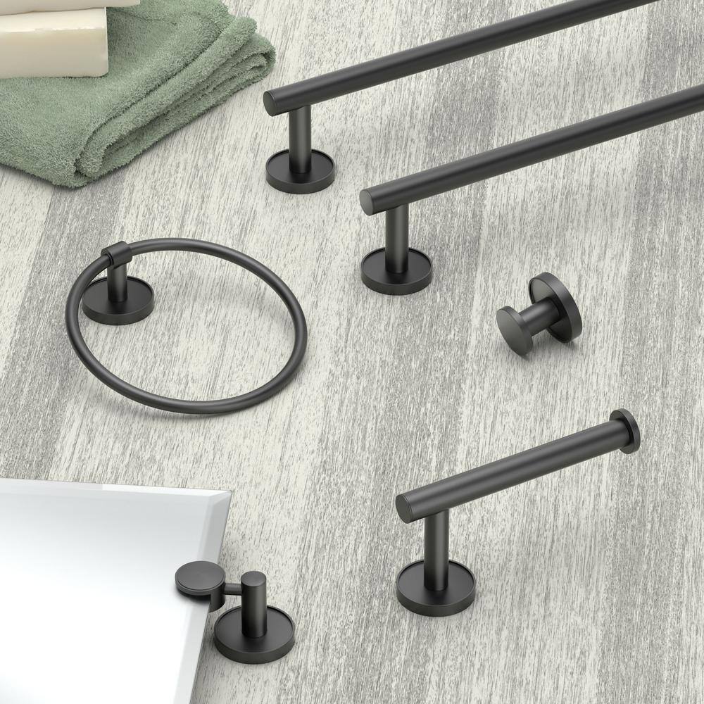 Matte Black Metal Zen-Inspired Toilet Paper Holder