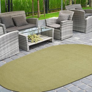 Braided Green 4' x 6' Reversible Indoor/Outdoor Area Rug
