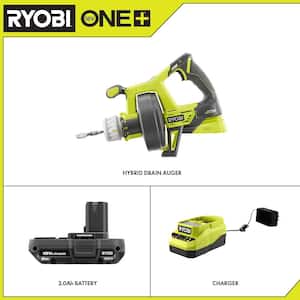 ONE+ 18V Hybrid Drain Auger and 2.0 Ah Compact Battery and Charger Starter Kit