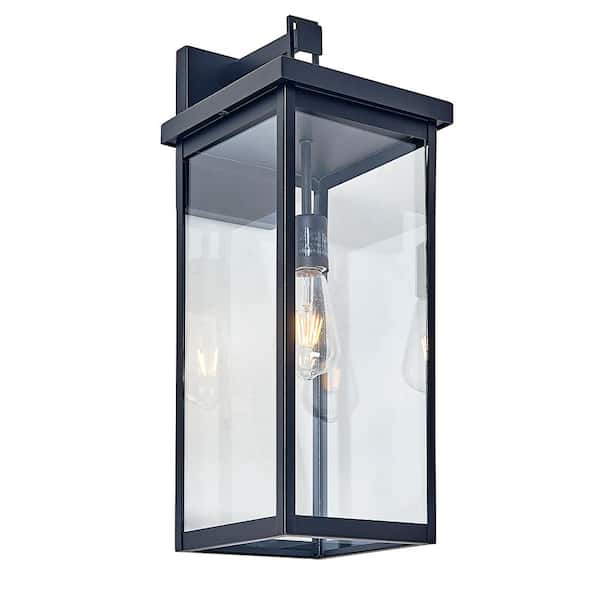 Unbranded 22 in. Black Outdoor Hardwired Wall Lantern Sconce with No Bulbs Included