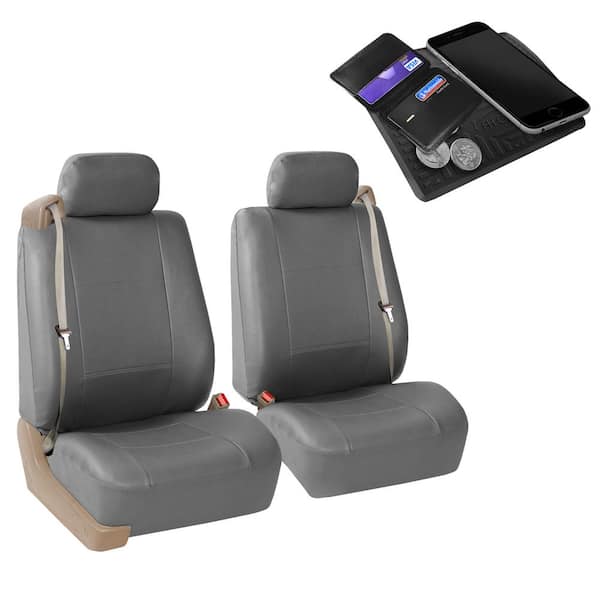 FH Group PU Leather 47 in. x 23 in. x 1 in. All-Purpose Built-In Seatbelt Compatible Half Set Front Seat Covers