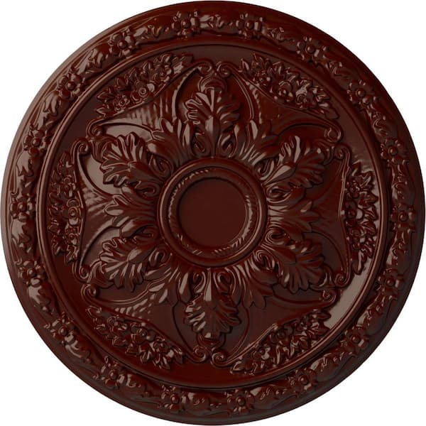 Ekena Millwork 20" x 1-5/8" Baile Urethane Ceiling Medallion (Fits Canopies upto 3-1/4"), Brushed Mahogany