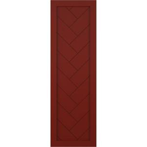 18 in. x 45 in. PVC Single Panel Herringbone Modern Style Fixed Mount Board and Batten Shutters Pair in Pepper Red