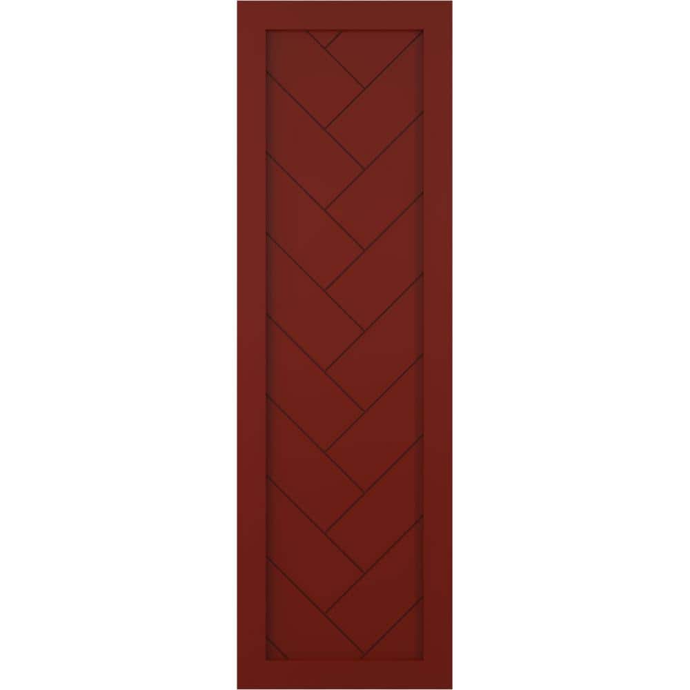 18 in. x 70 in. PVC Single Panel Herringbone Modern Style Fixed Mount Board and Batten Shutters Pair in Pepper Red price history on PriceWatchPro
