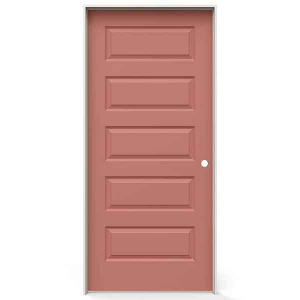 36 in. x 80 in. Rockport 5 Panel Left-Handed Solid Core Sunset Quartz Molded Composite Single Prehung Interior Door