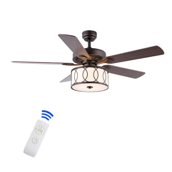 Circe 52 in. 3-Light Oil Rubbed Bronze Transitional Glam Drum Shade LED Ceiling Fan with Remote