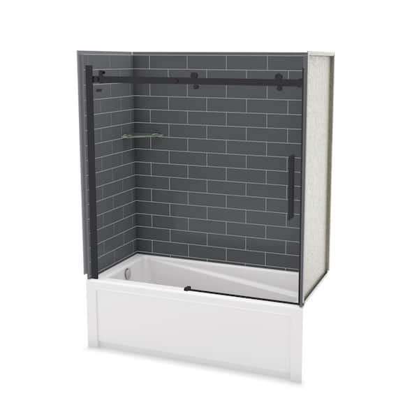 MAAX Utile Metro 32 in. x 60 in. x 81 in. Bath and Shower Combo in Thunder  Grey, New Town Right Drain, Halo Door Matte Black 106913-301-019-107 - The  Home Depot