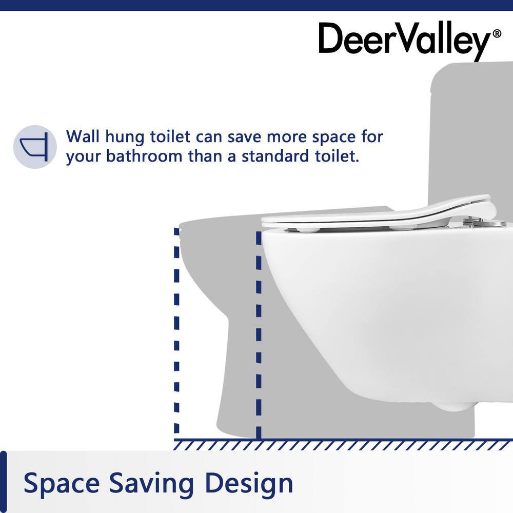 White Ceramic Elongated Wall Mounted Dual Flush Toilet
