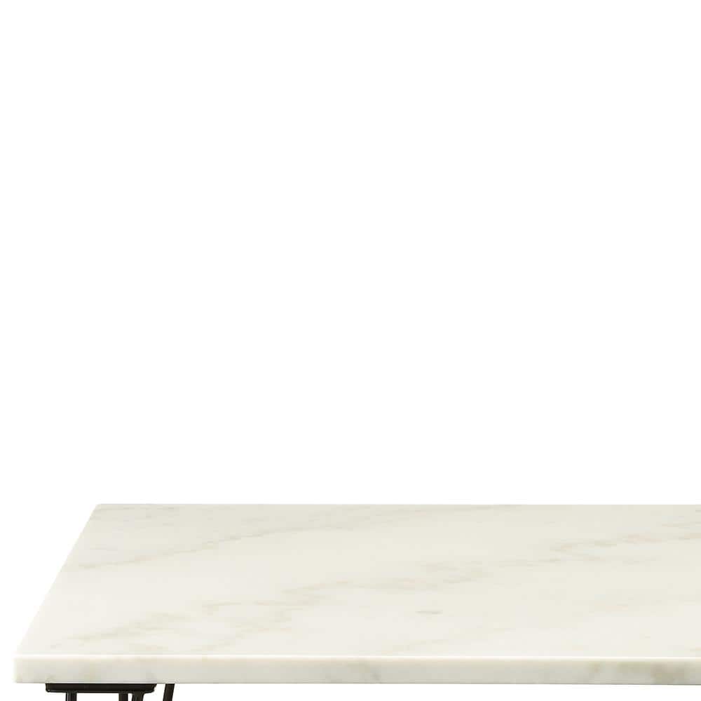 Telestis 40" Square White Marble Coffee Table with Storage