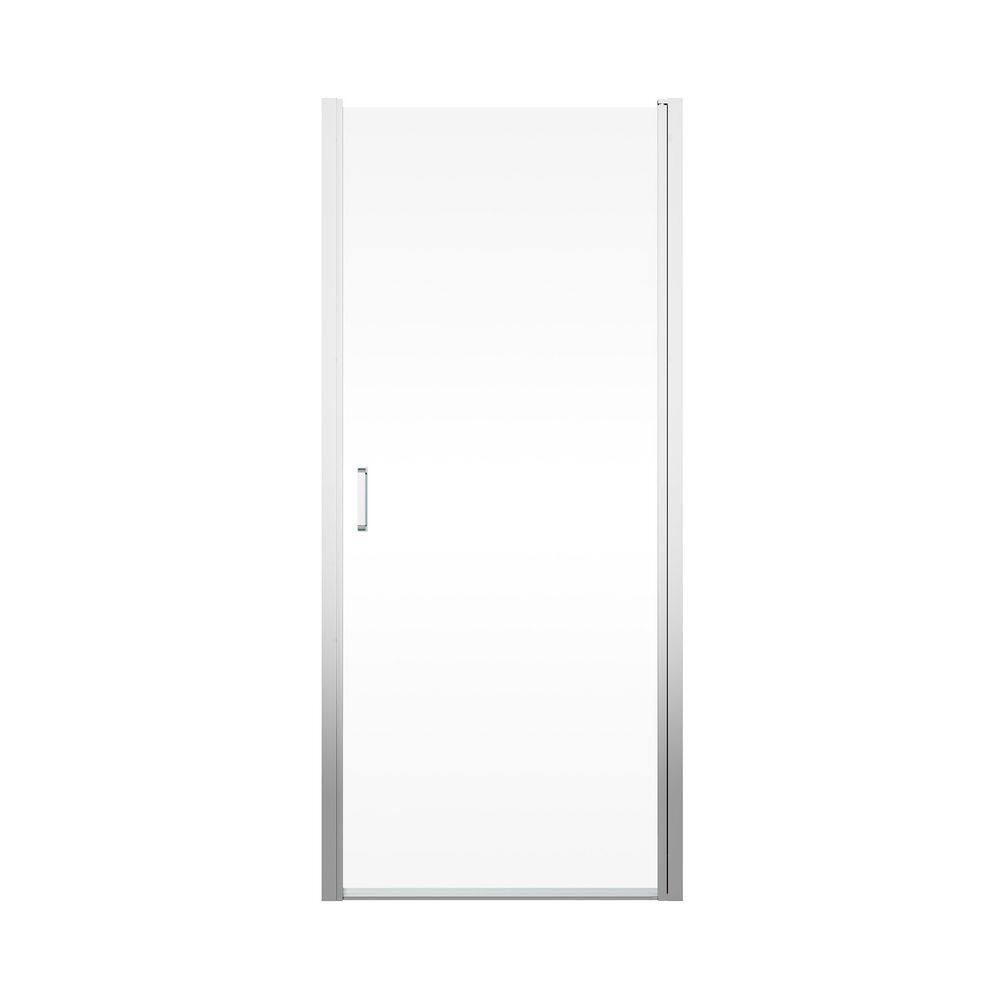 30 in. W x 72 in. H Pivot Semi-Frameless Shower Door in Chrome with 6mm Clear Glass price history on PriceWatchPro