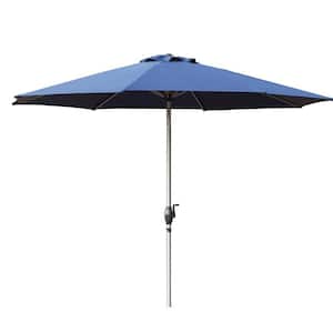 9 ft. Market UV Protection Waterproof Patio Umbrella in Navy Blue with Push Button Tilt and Crank, 8 Sturdy Ribs
