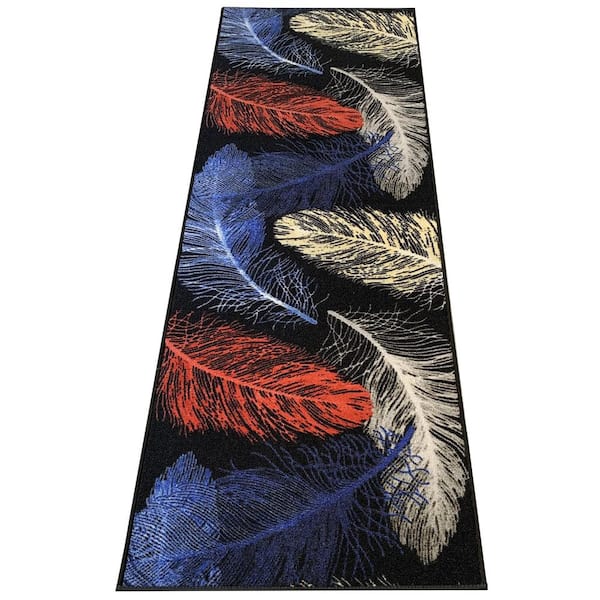 PLAYA RUG Feather Geometric Multi Color 26 in. W x 2 ft. L Runner Rug/Stair Runner 4.4 sq. ft.