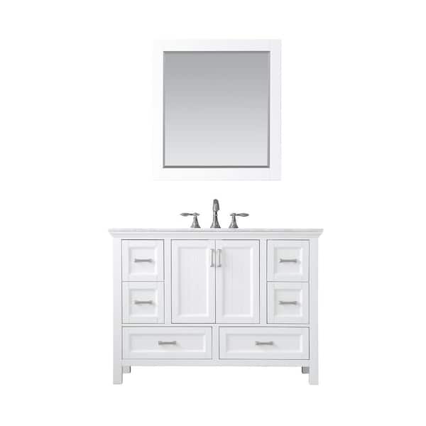 Altair Isla 48 in. Single Bathroom Vanity Set in White and Carrara ...