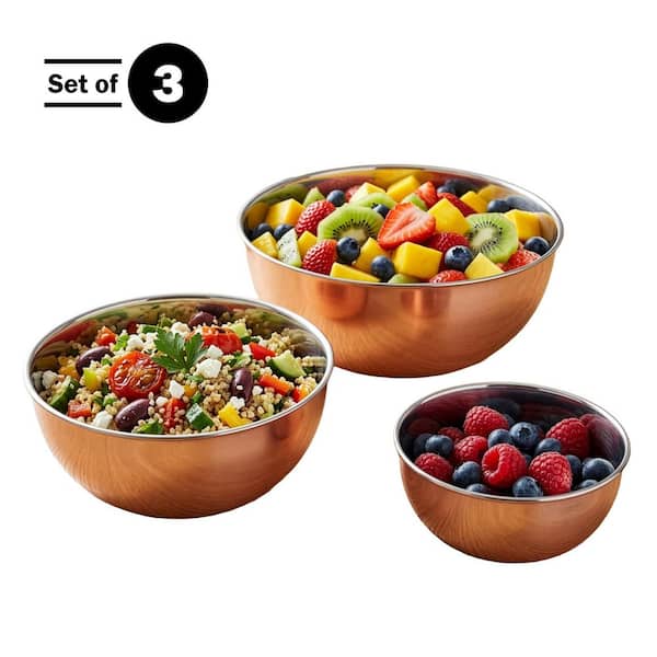 3 Piece Copper Mixing Bowl Set
