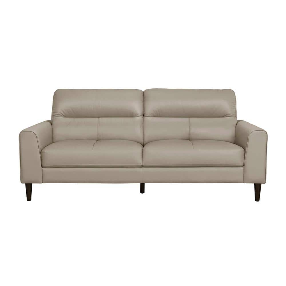 Milford 76 in. W Straight Arm Leather Match Rectangle Sofa in. Latte