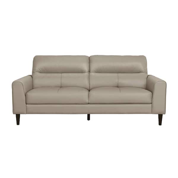 Lazzara Milford 76 in. W Straight Arm Leather Match Rectangle Sofa in. Latte