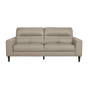 Milford 76 in. W Straight Arm Leather Match Rectangle Sofa in. Latte