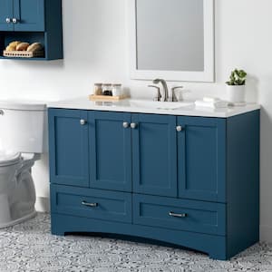 Lancaster 49 in. Single Sink Admiral Blue Bath Vanity with White Cultured Marble Top (Assembled)