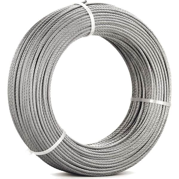 Afoxsos 300 ft. x 1/8 in. Stainless Steel Aircraft Wire Rope Cable for Cable Railing System with 7 x 7 Wire Strands