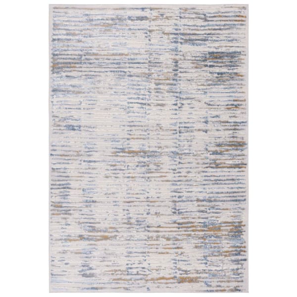 Palma 9 ft. x 12 ft. Gray/Blue Distressed Striped Area Rug