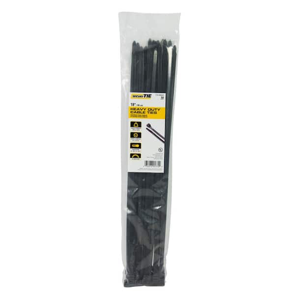 SecuriTie Heavy-Duty Cable Ties 18" - 120 Lbs Tensile Strength, 50-Pack Natural Nylon Zip Ties