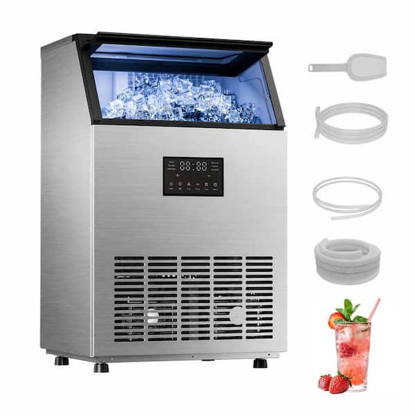 18.9 in. 200 lb./24H Full Size Cubes Freestanding Commercial Ice Maker in Stainless Steel with Dual Water Supply Options