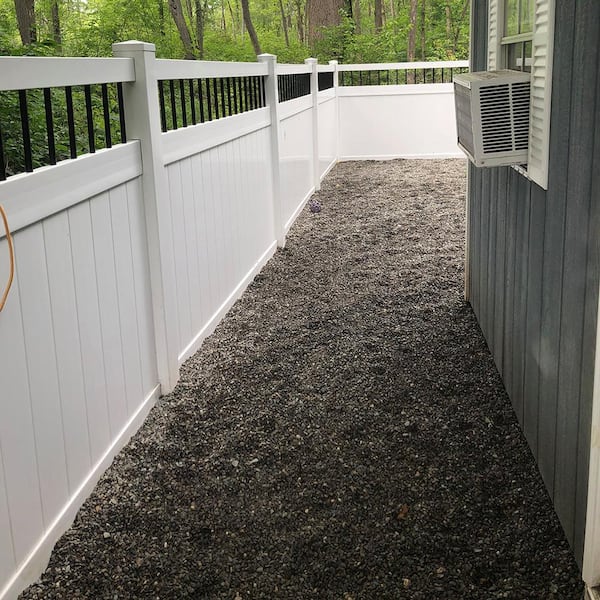 Weatherables Bradford 72 in. H x 132 ft. L White Vinyl Complete Privacy Fence with Black Baluster Accent Project Pack