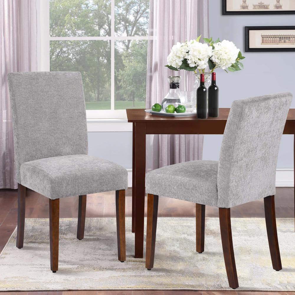 Homy Casa Lowe Light Grey Upholstered Dining Chairs(Set of 2) LOWE GR