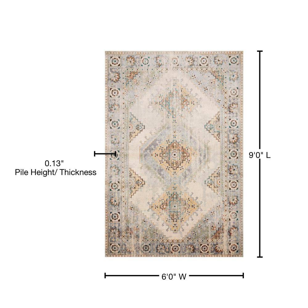 Isadora Oatmeal and Silver 6' x 9' Synthetic Area Rug