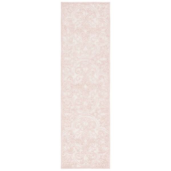 Martha Stewart 2 x 6 Ivory/Pink Scroll Runner Rug