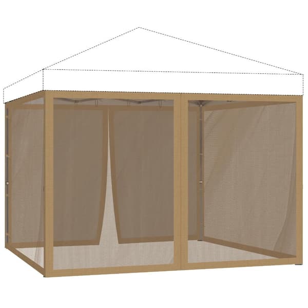 10x10 ft Mosquito Netting for Pop Up Canopy, Screen Tent, Outdoor Mesh Net with Zipper Doors (Netting Only, Khaki)