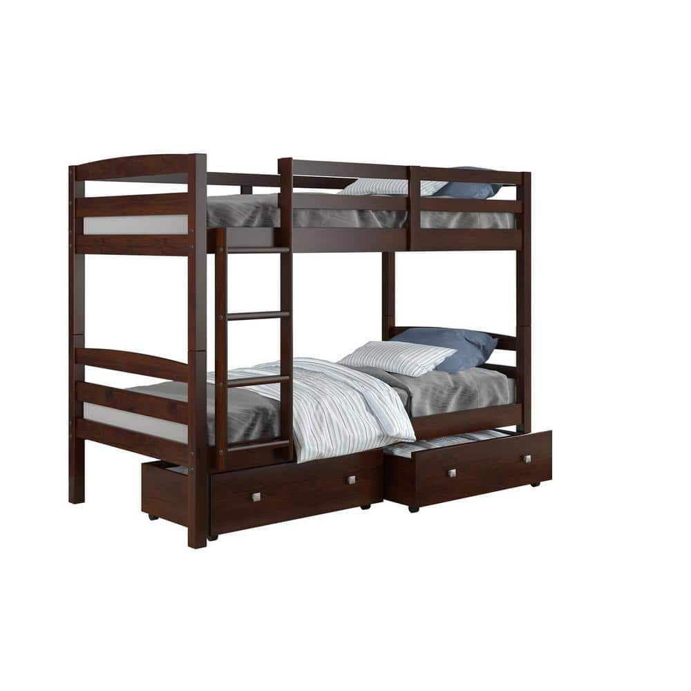 Donco Kids Brown Dark Cappuccino Twin Over Twin Devon Bunk Bed With ...