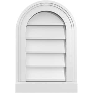 12 in. x 18 in. Round White PVC Paintable Gable Louver Vent Non-Functional